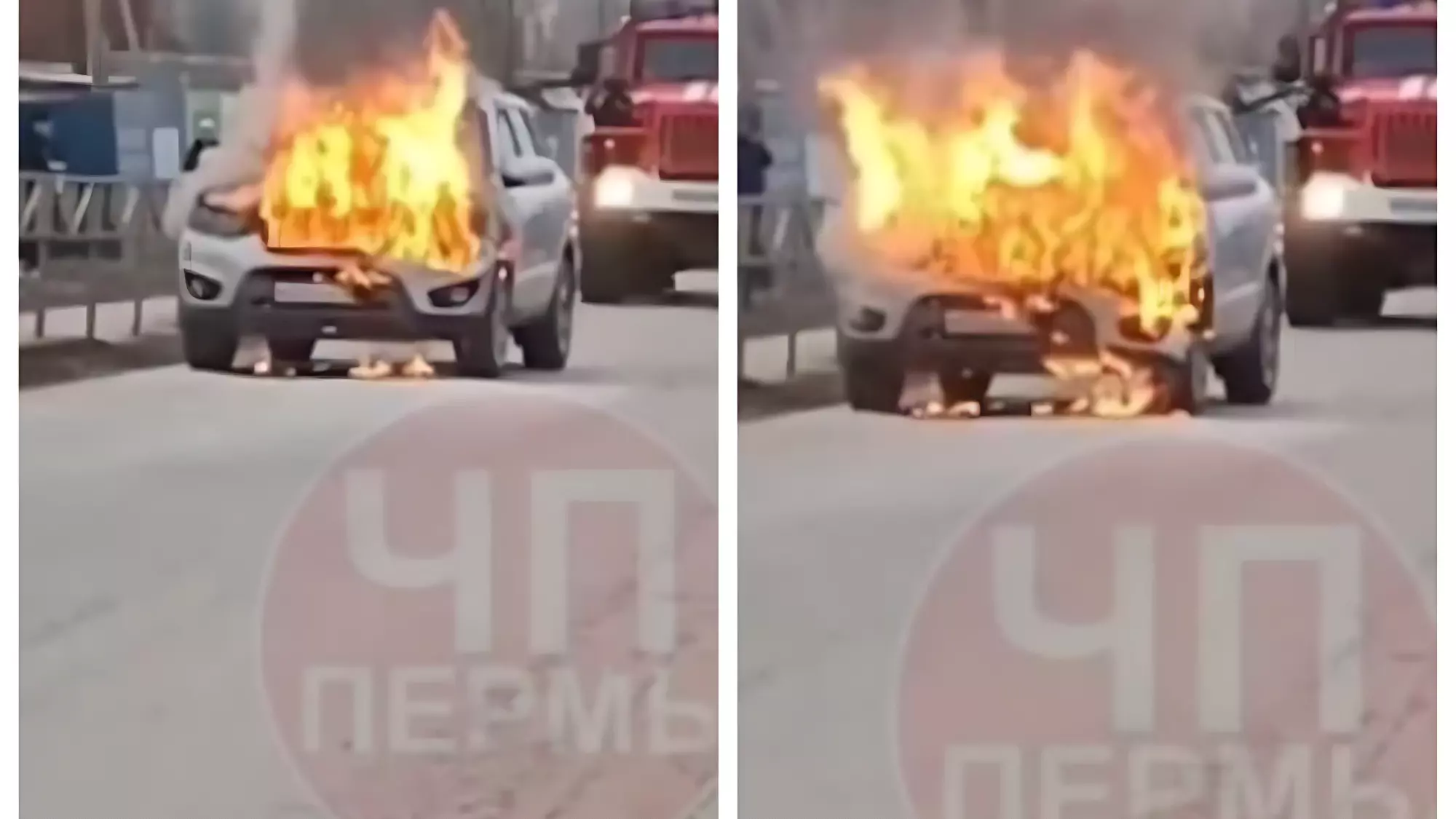 Под капотом автомобиля в Пермском крае произошло возгорание