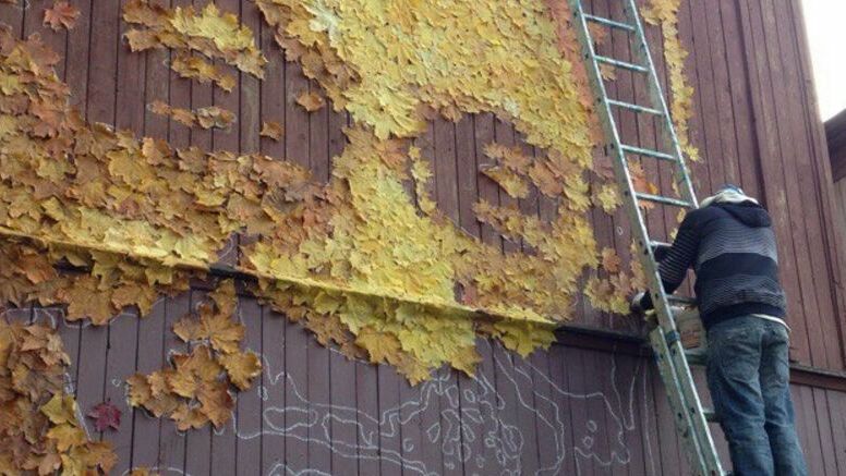 Пермские улицы украсит портрет Шевчука из осенней листвы