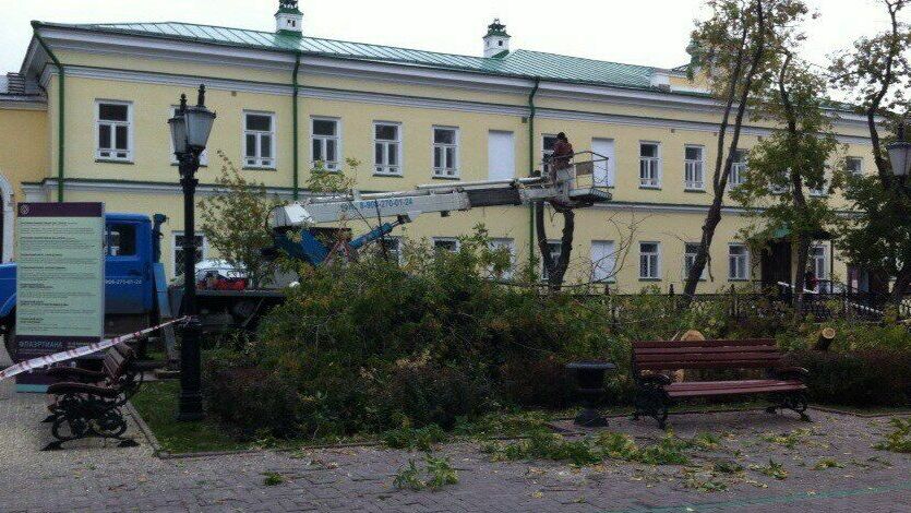 Фотофакт: На Соборной площади в Перми спилили почти все деревья